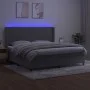 Box spring bed with mattress and LED light gray velvet 200x200 cm by , Beds and slatted bases - Ref: Foro24-3139523, Price: 6...