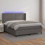 Cama box spring colchón y LED cuero sintético gris 180x200 cm de , Camas y somieres - Ref: Foro24-3139341, Precio: 627,70 €, ...