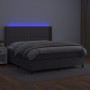 Cama box spring colchón y LED cuero sintético gris 180x200 cm de , Camas y somieres - Ref: Foro24-3139341, Precio: 627,70 €, ...