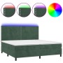 Cama box spring colchón y LED terciopelo verde oscuro 200x200cm de , Camas y somieres - Ref: Foro24-3136086, Precio: 686,78 €...