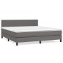 Cama box spring con colchón cuero sintético gris 160x200 cm de , Camas y somieres - Ref: Foro24-3141075, Precio: 498,11 €, De...