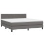 Cama box spring con colchón cuero sintético gris 160x200 cm de , Camas y somieres - Ref: Foro24-3141075, Precio: 498,11 €, De...