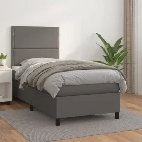 Cama box spring con colchón cuero sintético gris 80x200 cm de , Camas y somieres - Ref: Foro24-3142753, Precio: 320,41 €, Des...