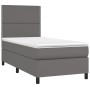 Cama box spring con colchón cuero sintético gris 80x200 cm de , Camas y somieres - Ref: Foro24-3142753, Precio: 308,79 €, Des...