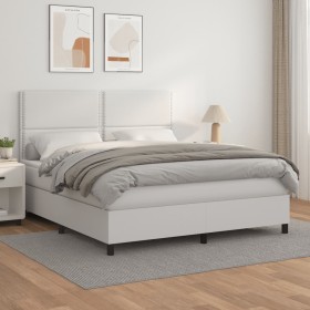 Cama box spring con colchón cuero sintético blanco 180x200 cm de , Camas y somieres - Ref: Foro24-3142798, Precio: 632,82 €, ...