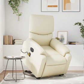 Sillón de masaje elevable eléctrico cuero sintético crema en Sillones | Comprar online en Foru.es