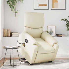 Sillón de masaje elevable eléctrico cuero sintético crema en Sillones | Comprar online en Foru.es