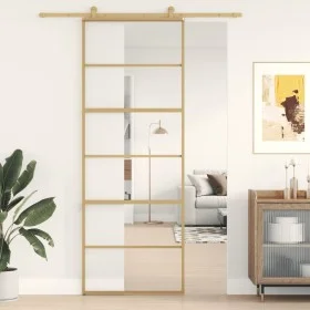 Puerta corredera dorada de vidrio ESG transparente y aluminio by , Doors for the home - Ref: Foro24-155160, Price: 122,44 €, ...