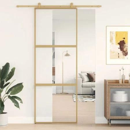 Schiebetür aus transparentem ESG-Glas und goldenem Aluminium von , Türen für zu Hause - Ref: Foro24-155148, Preis: 149,07 €, ...