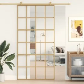 Puerta corredera dorada de vidrio ESG transparente y aluminio by , Doors for the home - Ref: Foro24-155174, Price: 174,53 €, ...