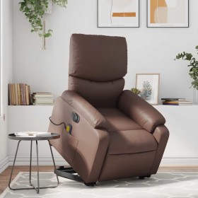 Sillón de masaje elevable eléctrico cuero sintético marrón en Sillones | Comprar online en Foru.es