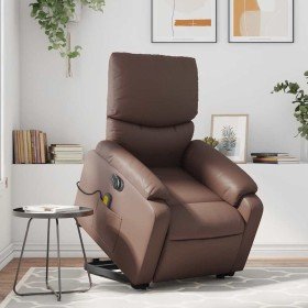 Sillón de masaje elevable eléctrico cuero sintético marrón en Sillones | Comprar online en Foru.es