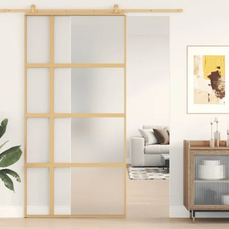 Puerta corredera dorada de vidrio ESG esmerilado y aluminio by , Doors for the home - Ref: Foro24-155195, Price: 188,93 €, Di...