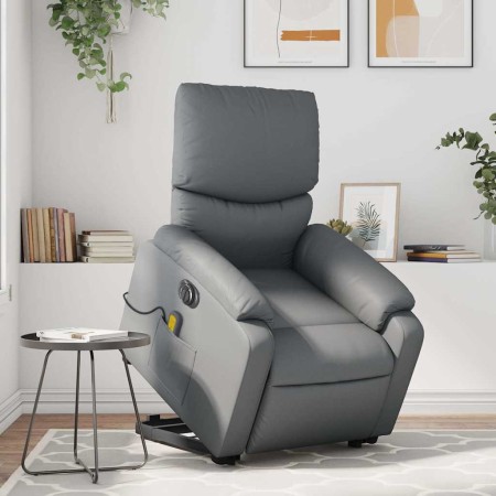 Sillón de masaje elevable eléctrico cuero sintético gris en Sillones | Comprar online en Foru.es
