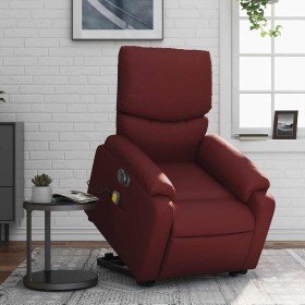 Sillón de masaje elevable eléctrico cuero artificial rojo tinto en Sillones | Comprar online en Foru.es
