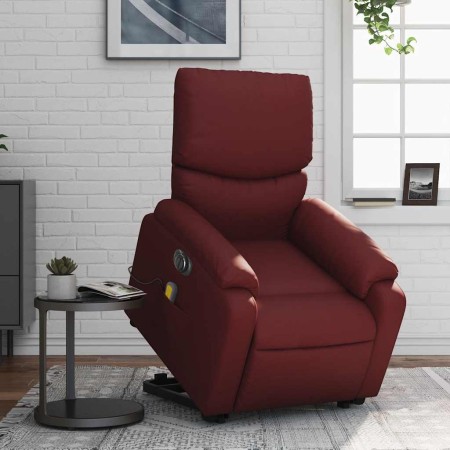 Sillón de masaje elevable eléctrico cuero artificial rojo tinto en Sillones | Comprar online en Foru.es
