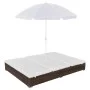 Tumbona cama con sombrilla ratán sintético marrón de vidaXL, Camas para exteriores - Ref: Foro24-42949, Precio: 354,66 €, Des...