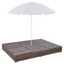 Tumbona cama con sombrilla ratán sintético marrón de vidaXL, Camas para exteriores - Ref: Foro24-42949, Precio: 354,66 €, Des...