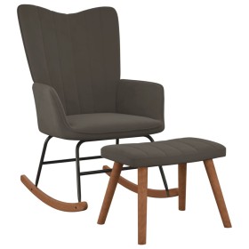 Silla mecedora con reposapiés terciopelo gris oscuro de , Mecedoras - Ref: Foro24-327755, Precio: 133,37 €, Descuento: %