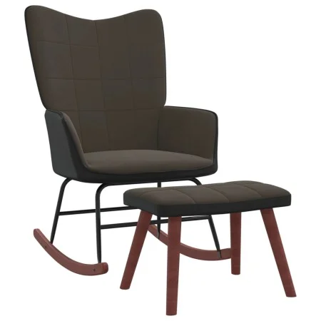 Silla mecedora con reposapiés terciopelo y PVC gris oscuro de , Mecedoras - Ref: Foro24-327887, Precio: 121,73 €, Descuento: %