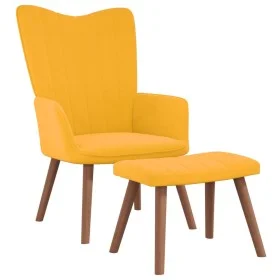 Sillón de relax con taburete terciopelo amarillo mostaza de , Sillones - Ref: Foro24-327673, Precio: 121,77 €, Descuento: %