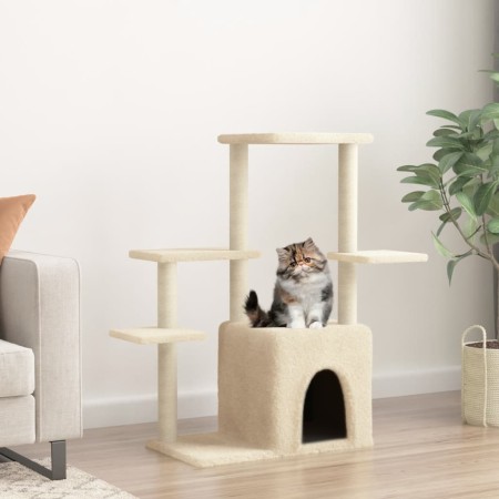 Rascador para gatos con postes de sisal color crema 97,5 cm en Mobiliario para gatos | Comprar online en Foru.es