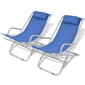 Reclining sun loungers, 2 units, blue steel by vidaXL, Loungers - Ref: Foro24-42935, Price: 142,20 €, Discount: %
