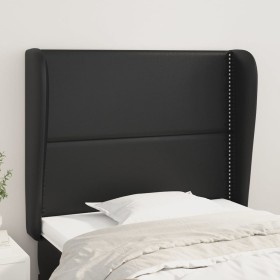Cabecero con orejas de cuero sintético negro 83x23x118/128 cm de , Cabeceros y pies de cama - Ref: Foro24-3117888, Precio: 71...