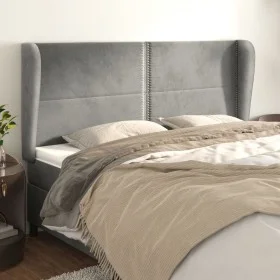 Headboard with light gray velvet ears 183x23x118/128 cm by , Headboards and footboards - Ref: Foro24-3117876, Price: 105,60 €...