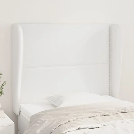 Headboard with white synthetic leather ears 93x23x118/128 cm by , Headboards and footboards - Ref: Foro24-3117895, Price: 85,...