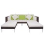 Set muebles de jardín 4 piezas y cojines ratán sintético marrón de vidaXL, Conjuntos de jardín - Ref: Foro24-42943, Precio: 5...