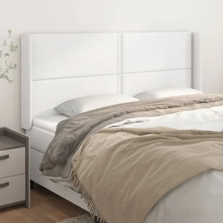 Headboard with white synthetic leather ears 183x16x118/128 cm by , Headboards and footboards - Ref: Foro24-3119543, Price: 14...