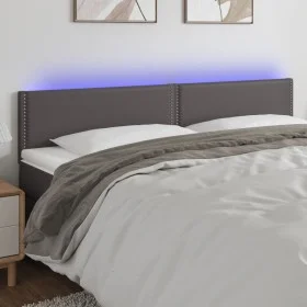 Cabecero con LED cuero sintético gris 180x5x78/88 cm de , Cabeceros y pies de cama - Ref: Foro24-3121578, Precio: 60,67 €, De...