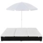 Tumbona cama con sombrilla ratán sintético negra de vidaXL, Camas para exteriores - Ref: Foro24-42950, Precio: 331,71 €, Desc...