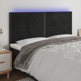 Cabecero con luces LED terciopelo negro 200x5x118/128 cm de , Cabeceros y pies de cama - Ref: Foro24-3122352, Precio: 101,26 ...