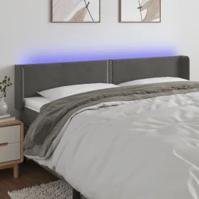 Cabecero con LED de terciopelo gris oscuro 183x16x78/88 cm de , Cabeceros y pies de cama - Ref: Foro24-3123157, Precio: 66,08...