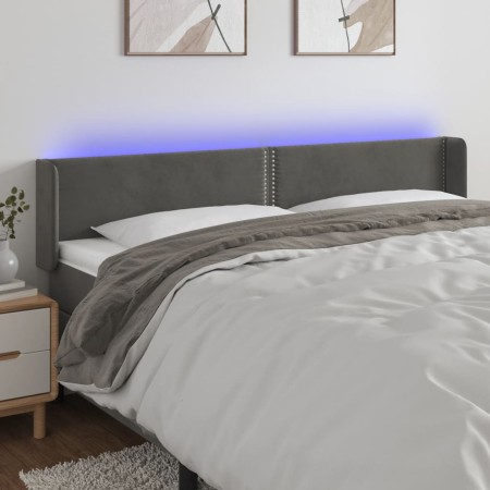 Cabecero con LED de terciopelo gris oscuro 183x16x78/88 cm de , Cabeceros y pies de cama - Ref: Foro24-3123157, Precio: 67,23...