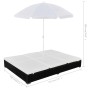 Tumbona cama con sombrilla ratán sintético negra de vidaXL, Camas para exteriores - Ref: Foro24-42950, Precio: 331,71 €, Desc...