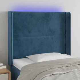 Dark blue velvet LED headboard 93x16x118/128 cm by , Headboards and footboards - Ref: Foro24-3123948, Price: 83,41 €, Discoun...