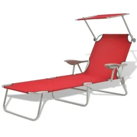 Tumbona con toldo de acero roja de vidaXL, Tumbonas - Ref: Foro24-42933, Precio: 93,94 €, Descuento: %