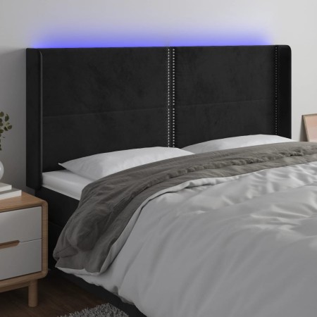 Cabecero con LED de terciopelo negro 203x16x118/128 cm de , Cabeceros y pies de cama - Ref: Foro24-3123976, Precio: 112,30 €,...