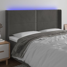 Cabecero con LED de terciopelo gris oscuro 183x16x118/128 cm de , Cabeceros y pies de cama - Ref: Foro24-3123969, Precio: 108...