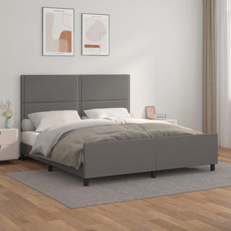 Estructura de cama con cabecero cuero sintético gris 160x200cm de , Camas y somieres - Ref: Foro24-3125522, Precio: 223,40 €,...