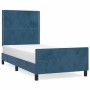 Estructura cama con cabecero terciopelo azul oscuro 90x190 cm de , Camas y somieres - Ref: Foro24-3125670, Precio: 129,12 €, ...