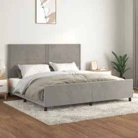 Estructura de cama con cabecero terciopelo gris claro 200x200cm de , Camas y somieres - Ref: Foro24-3125714, Precio: 217,46 €...