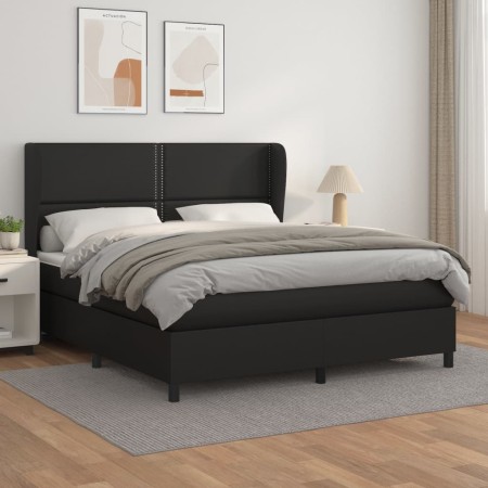 Cama box spring con colchón cuero sintético negro 180x200 cm de , Camas y somieres - Ref: Foro24-3128985, Precio: 611,51 €, D...