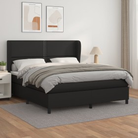 Cama box spring con colchón cuero sintético negro 160x200 cm de , Camas y somieres - Ref: Foro24-3128979, Precio: 588,29 €, D...