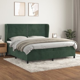 Cama box spring con colchón terciopelo verde oscuro 200x200 cm de , Camas y somieres - Ref: Foro24-3129174, Precio: 761,25 €,...