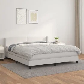 Box spring bed with white synthetic leather mattress 180x200 cm by , Beds and slatted bases - Ref: Foro24-3130734, Price: 544...