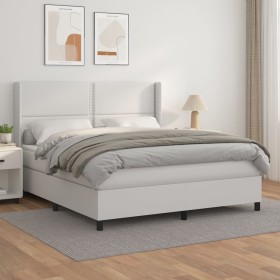 Cama box spring con colchón cuero sintético blanco 180x200 cm de , Camas y somieres - Ref: Foro24-3132454, Precio: 639,68 €, ...